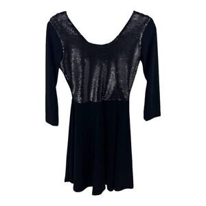 GIORGIA & JOHNS Short Dress Black Sequin Fit & Flare Women's Size S NEW $116